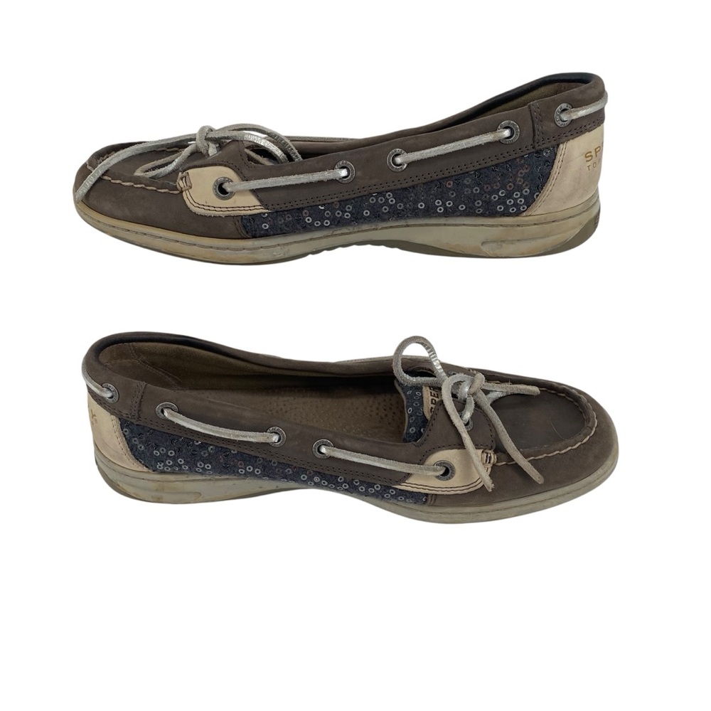 Sperry Sequin Boat Shoes Women’s 8.5 Gray Blue Sparkle Loafers Slip On Comfort - Picture 3 of 4